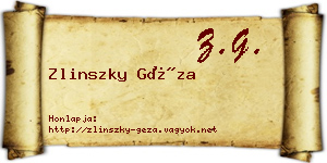 Zlinszky Géza névjegykártya